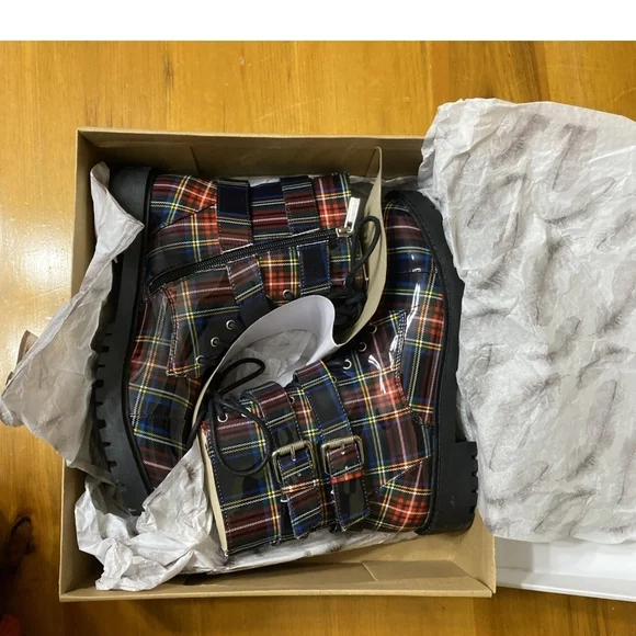 Jessica Simpson Multicolor Plaid Combat Boots - Picture 4 of 8